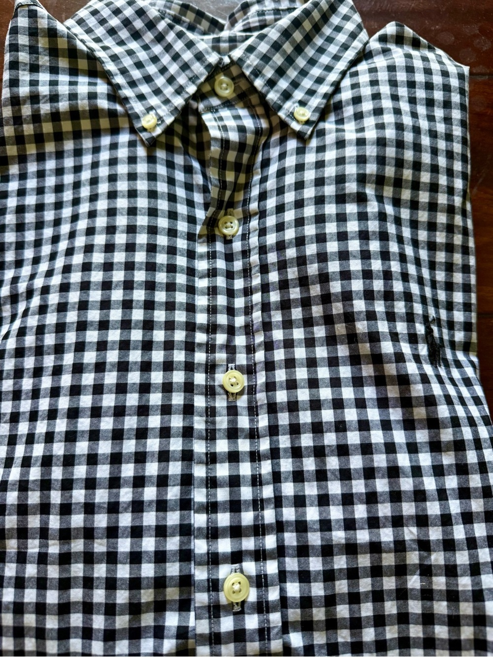 Ralph Lauren Black & White Gingham Button-Down Shirt - Men's Casual Dress Shirt